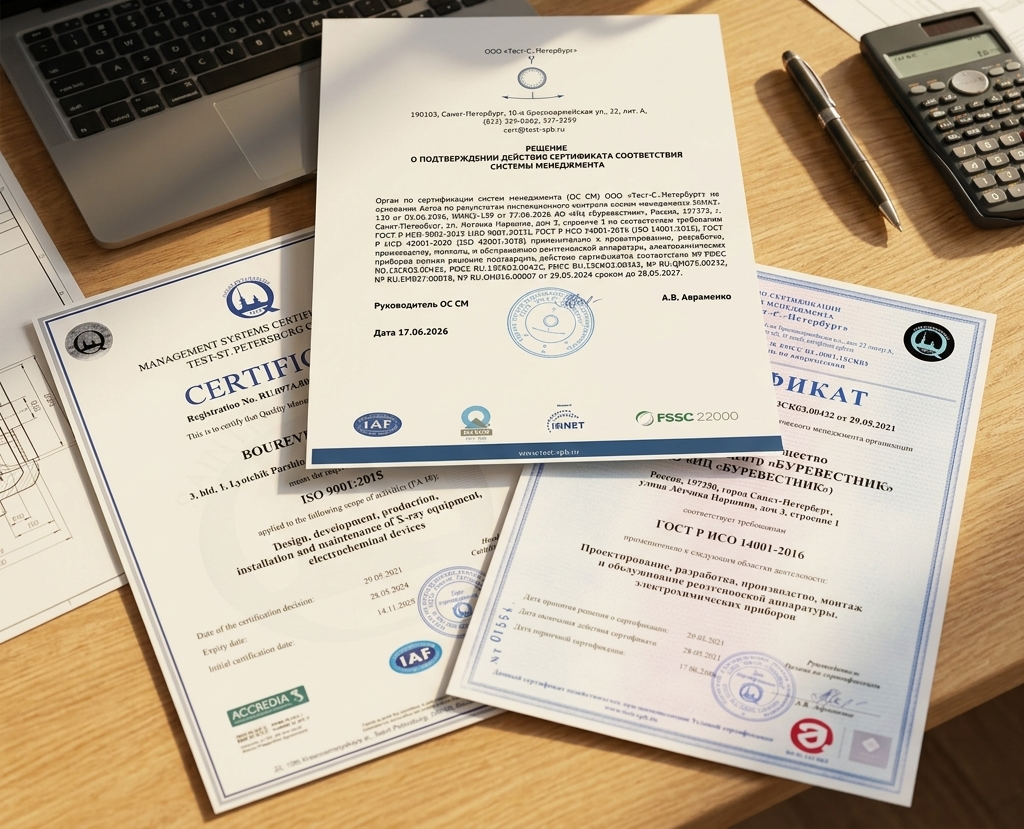An inspection confirmed the high standard of management systems at the Bourevestnik JSC